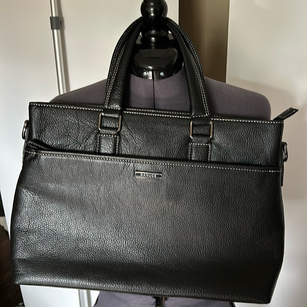 Women’s Italian black leather laptop/briefcase bag by BANUCE